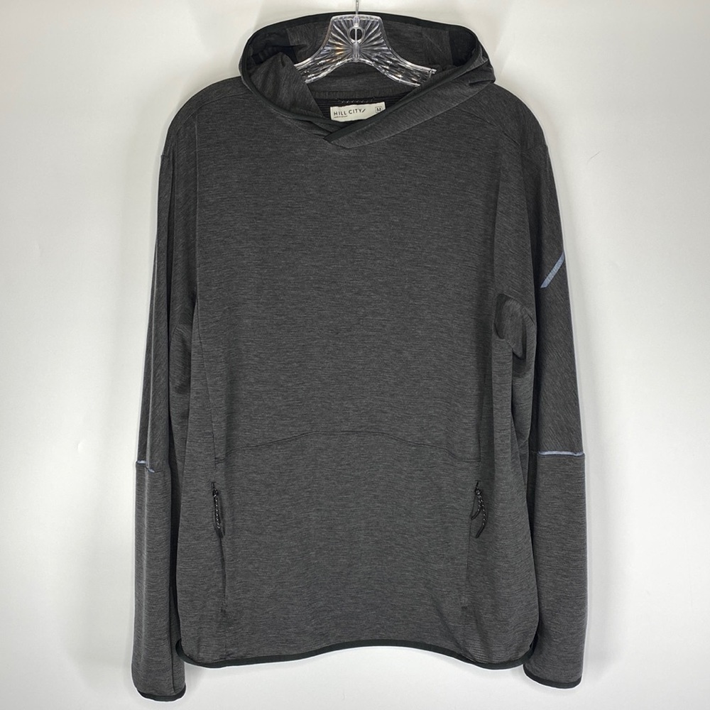 Hill City Charcoal Grey Hooded Pullover Sweatshirt Medium